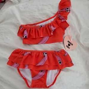 Hugo ❤ Tiki Red Banana Swimsuit Sz 12 (fits like a 10)
